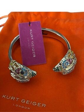 Kurt Geiger London Multicolor Crystal Pavè Eagle Head Gold-tone Hinge Bangle